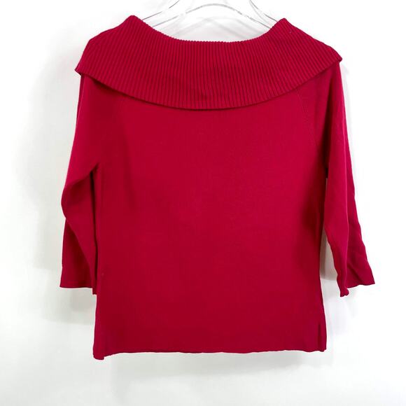 LOFT Red Knit Cowl Neck Long Sleeve Sweater - Picture 3 of 11
